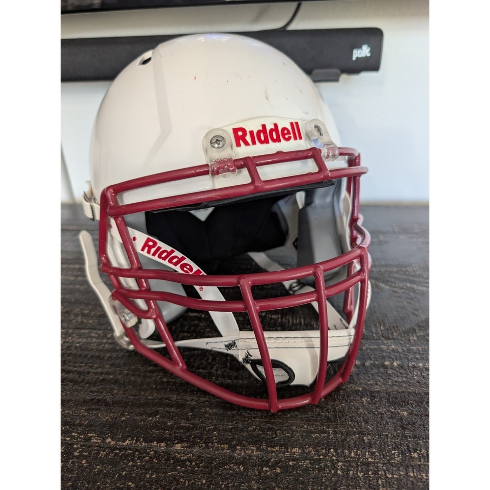 Riddell Victor Football Youth Helmet White Game Worn  Medium With Chinstrap 2020
